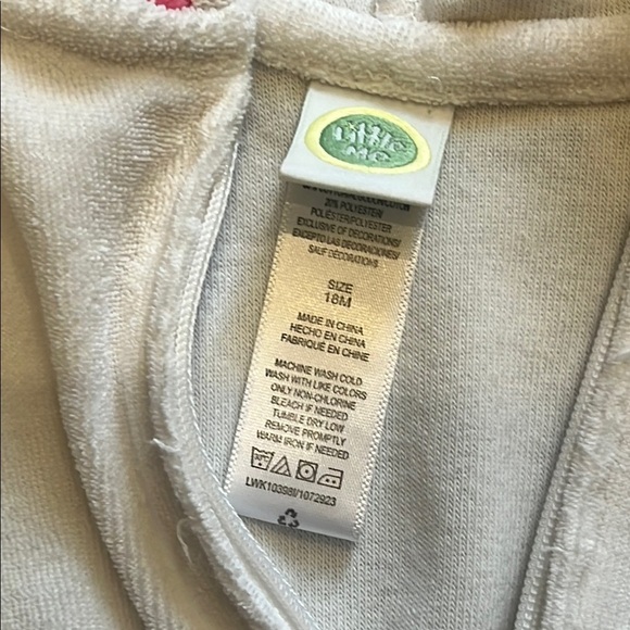 Baby White Hooded Cover-Up with Pink Details Little me 18 months - Picture 2 of 6